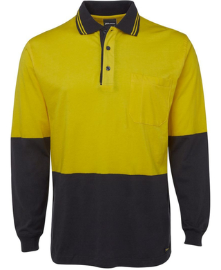 WORKWEAR, SAFETY & CORPORATE CLOTHING SPECIALISTS - JB's HI VIS L/S COTTON POLO