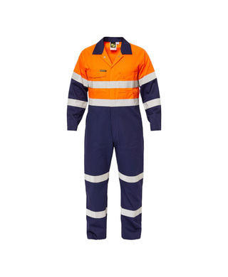 WORKWEAR, SAFETY & CORPORATE CLOTHING SPECIALISTS - Hi Vis Two Tone Cotton Drill Coveralls with  Industrial Laundry Reflective Tape