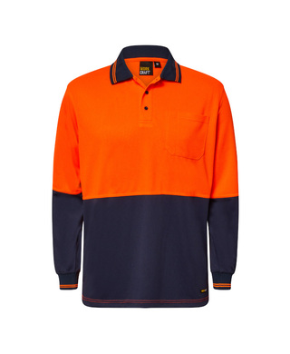 WORKWEAR, SAFETY & CORPORATE CLOTHING SPECIALISTS - Hi Vis Two Tone Long Sleeve Polo with pocket