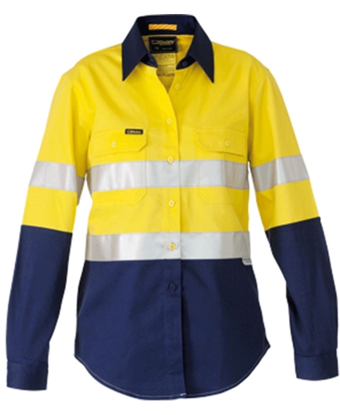 Bisley 3M Taped 2 Tone Womens Hi Vis Industrial Cool Vent Shirt Hi