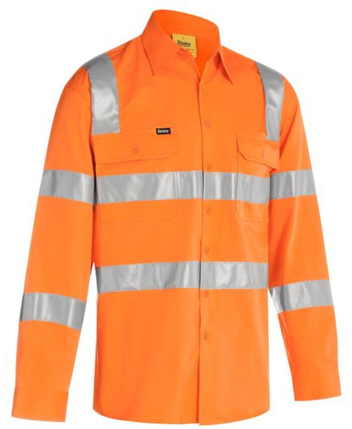 Bisley Taped Biomotion Cool Lightweight Hi Vis Drill Shirt Long