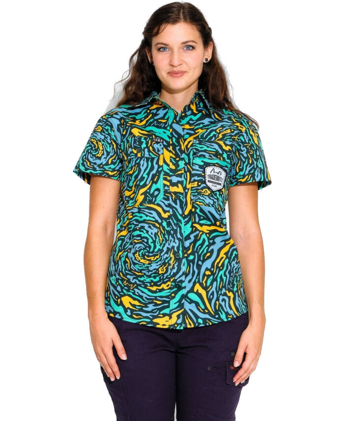 TradeMutt Women's Spun Out S/S/ Full Placket Shirt Workwear Shirts