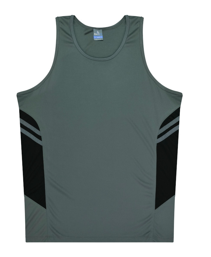 WORKWEAR, SAFETY & CORPORATE CLOTHING SPECIALISTS - Mens Tasman Singlet - Ashe / Black - S