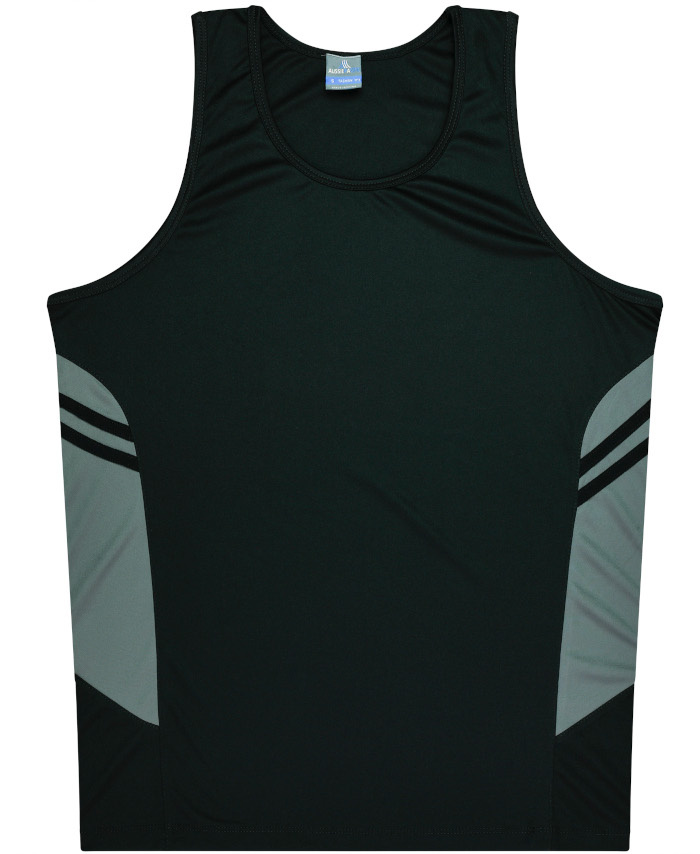 WORKWEAR, SAFETY & CORPORATE CLOTHING SPECIALISTS - Mens Tasman Singlet - Black / Ashe - 5XL