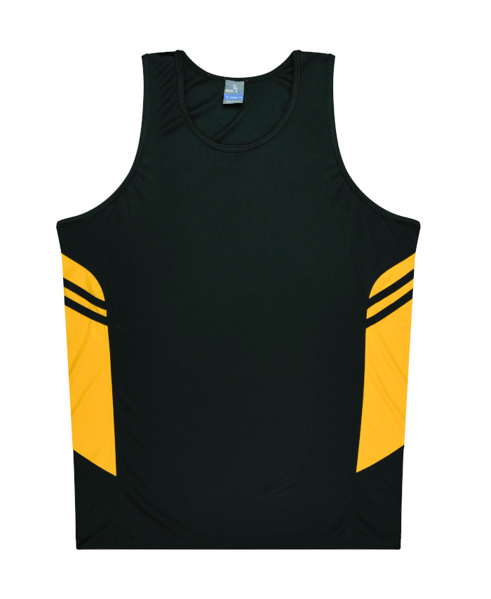 WORKWEAR, SAFETY & CORPORATE CLOTHING SPECIALISTS - Mens Tasman Singlet - Black / Gold - 3XL