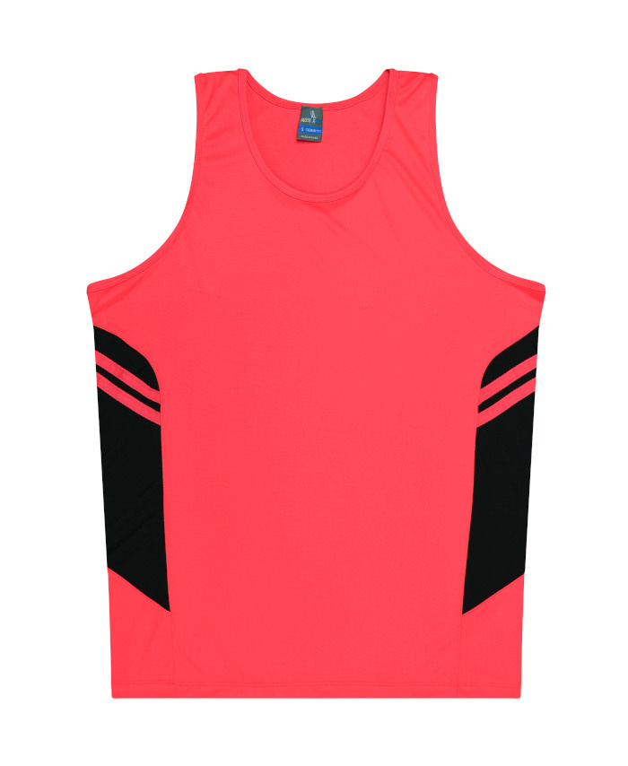 WORKWEAR, SAFETY & CORPORATE CLOTHING SPECIALISTS - Mens Tasman Singlet - Neon Pink / Black - 3XL