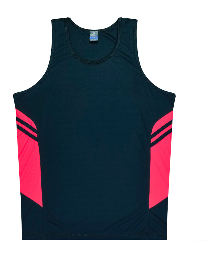 WORKWEAR, SAFETY & CORPORATE CLOTHING SPECIALISTS - Mens Tasman Singlet - Navy / Neon Pink - S