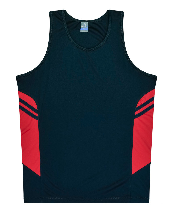 WORKWEAR, SAFETY & CORPORATE CLOTHING SPECIALISTS - Mens Tasman Singlet - Navy / Red - L