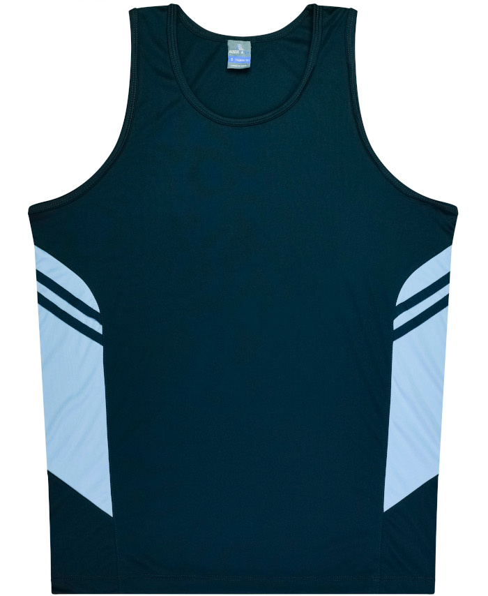 WORKWEAR, SAFETY & CORPORATE CLOTHING SPECIALISTS - Mens Tasman Singlet - Navy / Sky - L