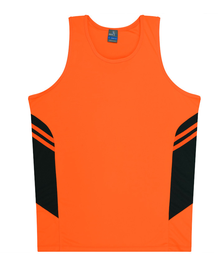 WORKWEAR, SAFETY & CORPORATE CLOTHING SPECIALISTS - Mens Tasman Singlet - Neon Orange / Slate - S