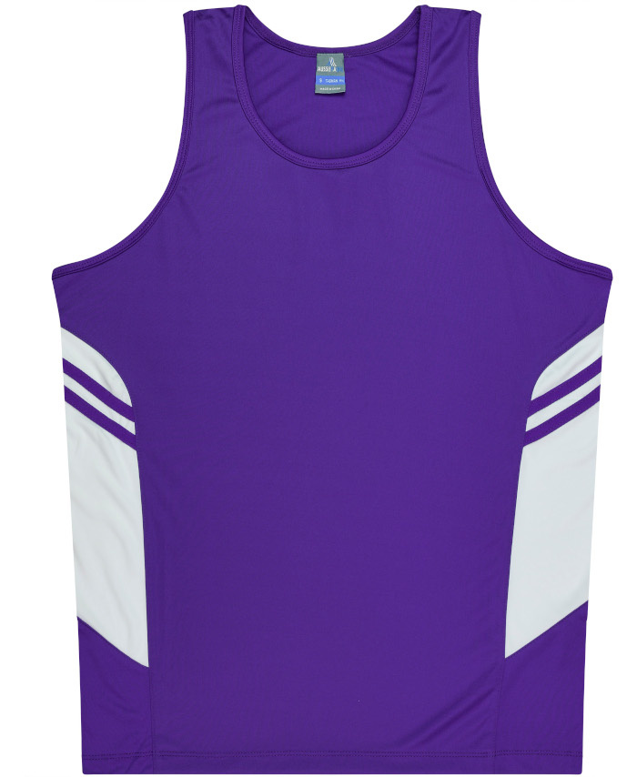 WORKWEAR, SAFETY & CORPORATE CLOTHING SPECIALISTS - Mens Tasman Singlet - Purple / White - S