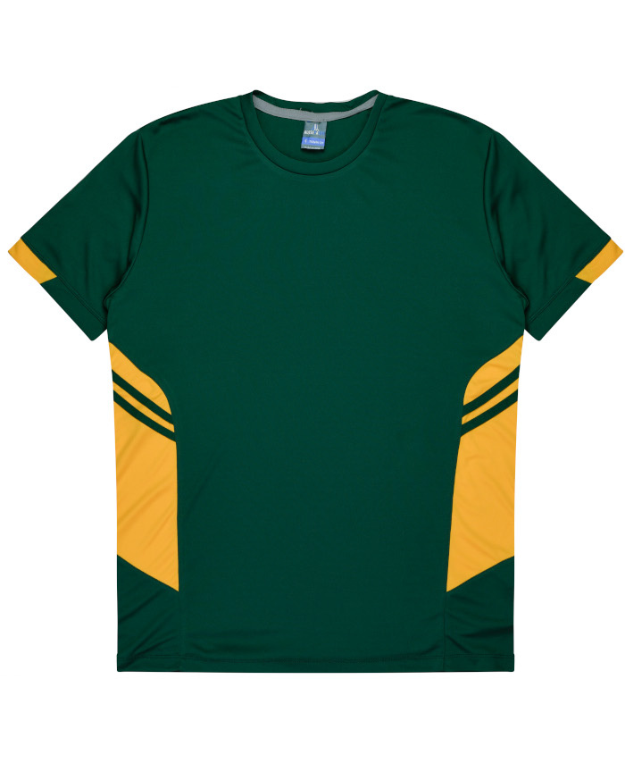WORKWEAR, SAFETY & CORPORATE CLOTHING SPECIALISTS - Mens Tasman Tee - Bottle Green / Gold - 2XL