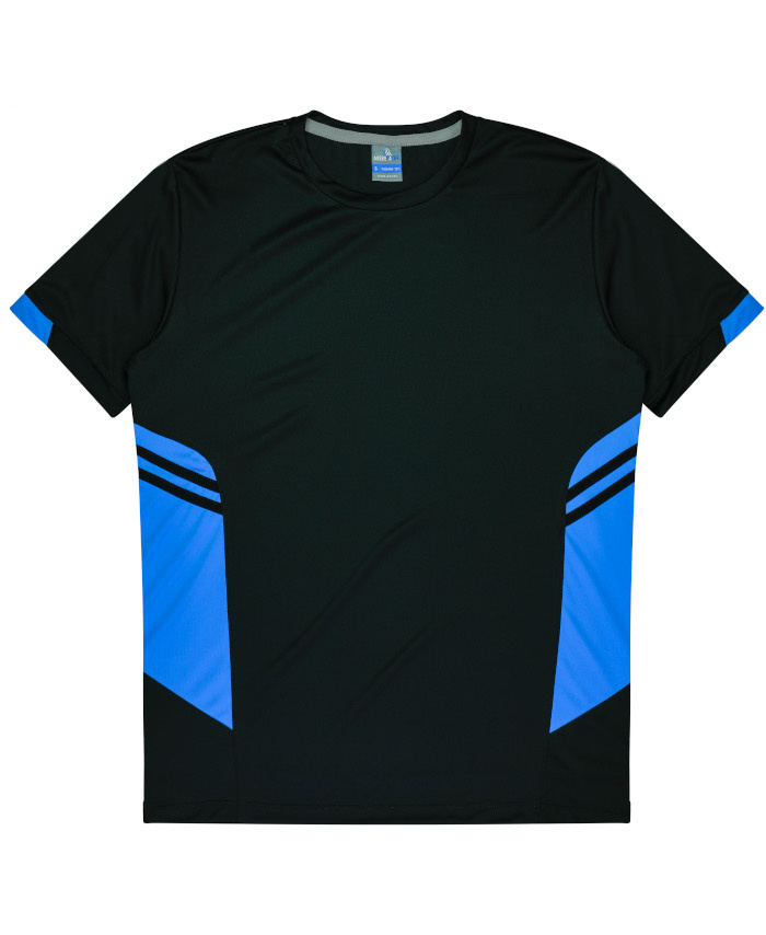 WORKWEAR, SAFETY & CORPORATE CLOTHING SPECIALISTS - Mens Tasman Tee - Black / Cyan - 2XL
