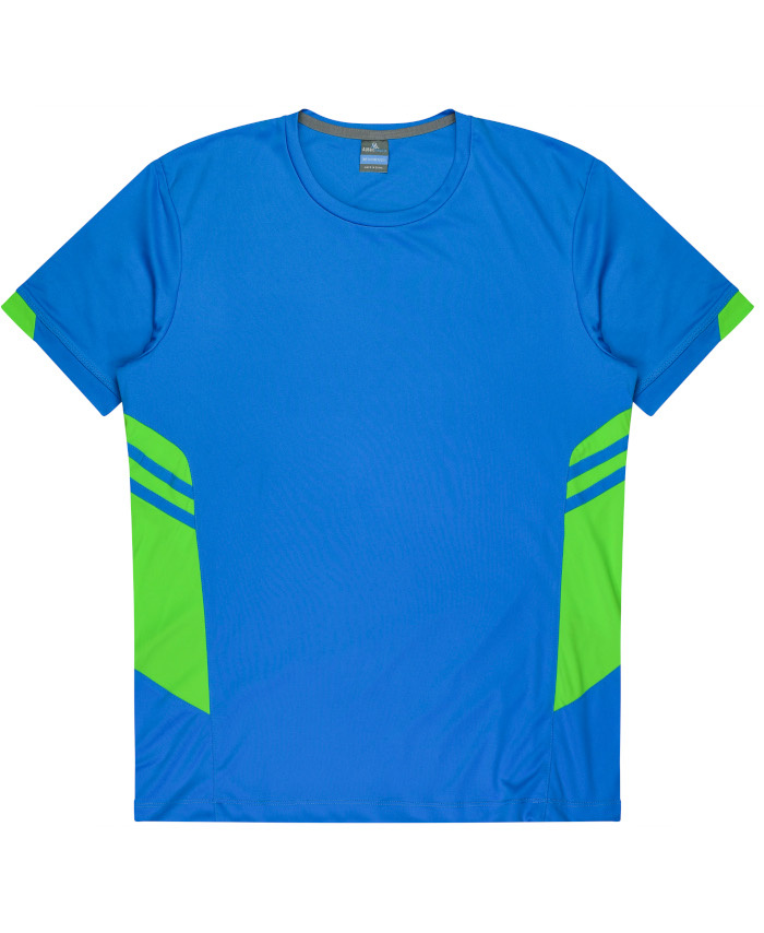 WORKWEAR, SAFETY & CORPORATE CLOTHING SPECIALISTS - Mens Tasman Tee - Cyan / Neon Green - XL
