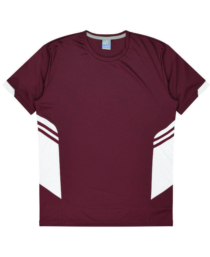 WORKWEAR, SAFETY & CORPORATE CLOTHING SPECIALISTS - Mens Tasman Tee - Maroon / White - L