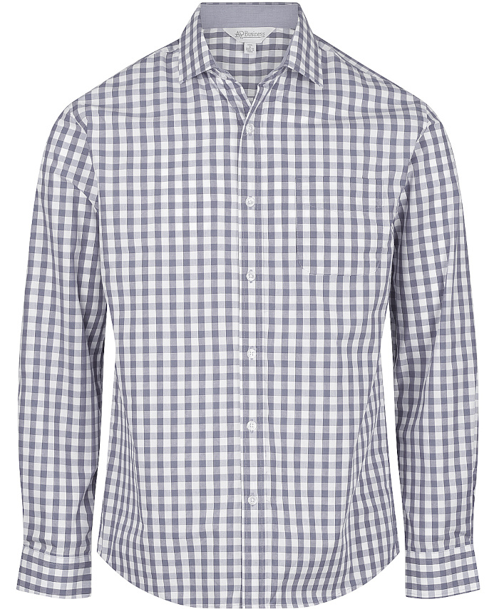 WORKWEAR, SAFETY & CORPORATE CLOTHING SPECIALISTS - Mens Devonport Long Sleeve - Charcoal / Silver - L