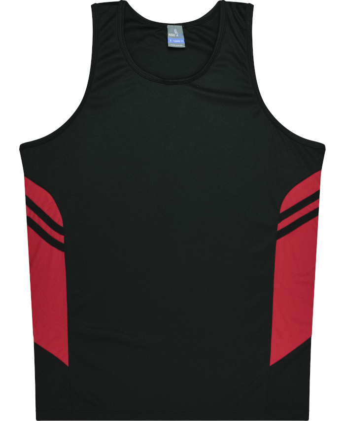 WORKWEAR, SAFETY & CORPORATE CLOTHING SPECIALISTS - Kids Tasman Singlet - Black / Red - 16