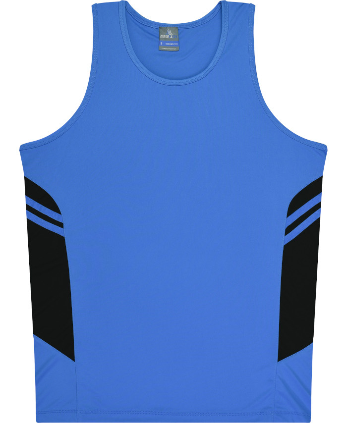 WORKWEAR, SAFETY & CORPORATE CLOTHING SPECIALISTS - Kids Tasman Singlet - Cyan / Black - 12