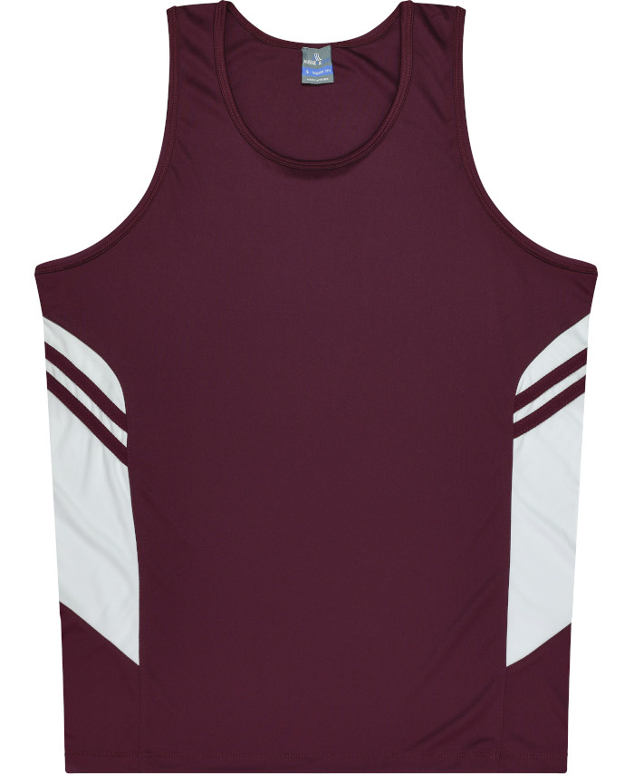WORKWEAR, SAFETY & CORPORATE CLOTHING SPECIALISTS - Kids Tasman Singlet - Maroon / White - 16