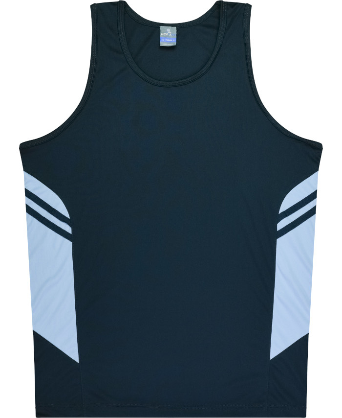 WORKWEAR, SAFETY & CORPORATE CLOTHING SPECIALISTS - Kids Tasman Singlet - Navy / Sky - 6