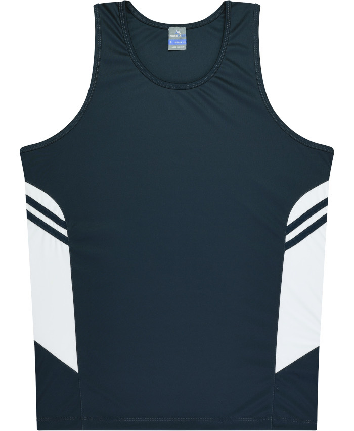 WORKWEAR, SAFETY & CORPORATE CLOTHING SPECIALISTS - Kids Tasman Singlet - Navy / White - 6