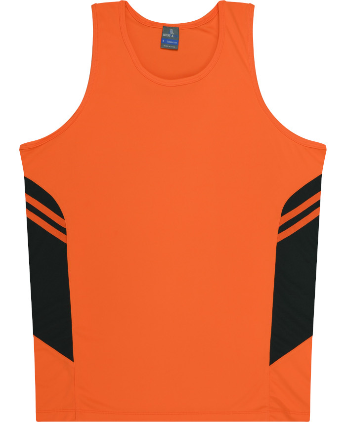WORKWEAR, SAFETY & CORPORATE CLOTHING SPECIALISTS - Kids Tasman Singlet - Neon Orange / Slate - 10