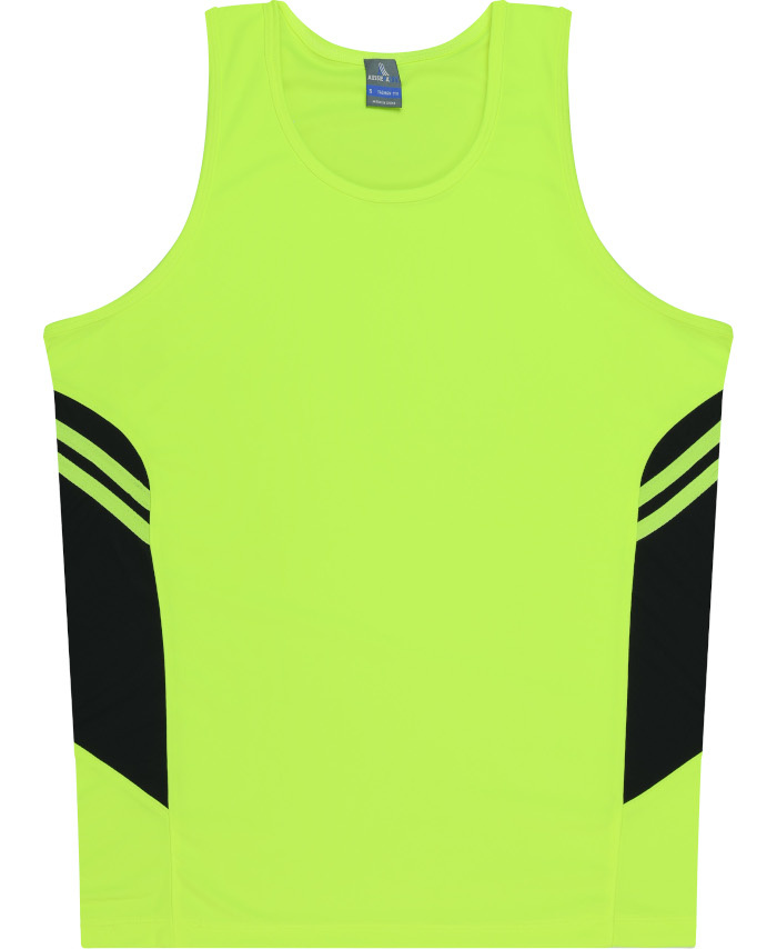WORKWEAR, SAFETY & CORPORATE CLOTHING SPECIALISTS - Kids Tasman Singlet - Neon Yellow / Black - 8