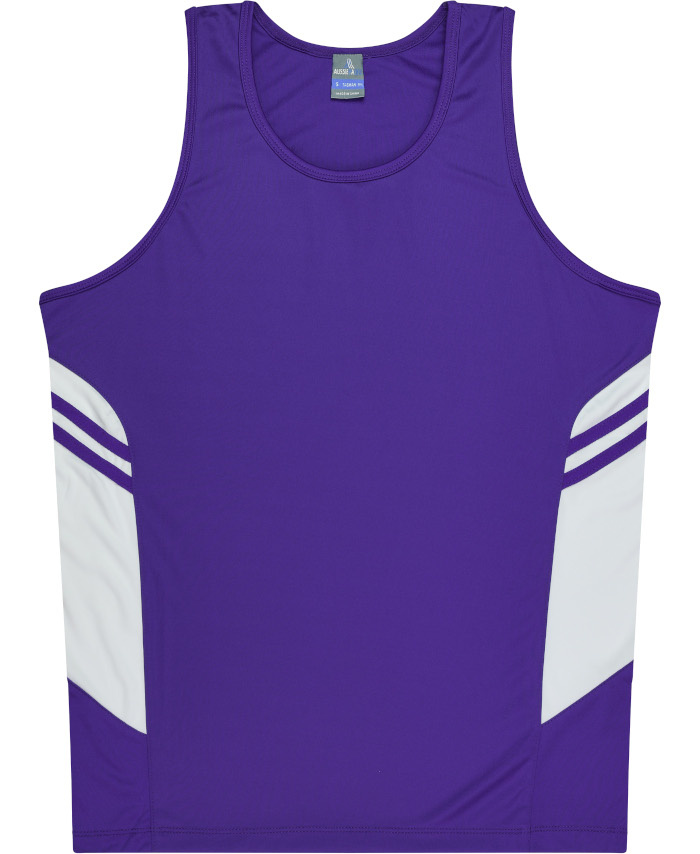 WORKWEAR, SAFETY & CORPORATE CLOTHING SPECIALISTS - Kids Tasman Singlet - Purple / White - 8