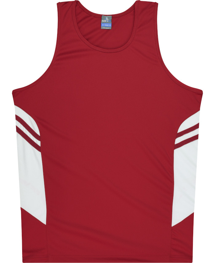 WORKWEAR, SAFETY & CORPORATE CLOTHING SPECIALISTS - Kids Tasman Singlet - Red / White - 6