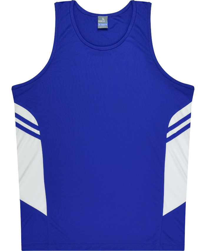 WORKWEAR, SAFETY & CORPORATE CLOTHING SPECIALISTS - Kids Tasman Singlet - Royal / White - 10