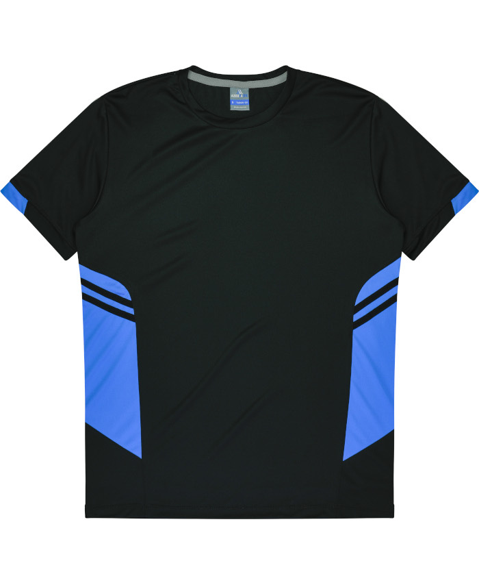 WORKWEAR, SAFETY & CORPORATE CLOTHING SPECIALISTS - Kids Tasman Tee - Black / Cyan - 16