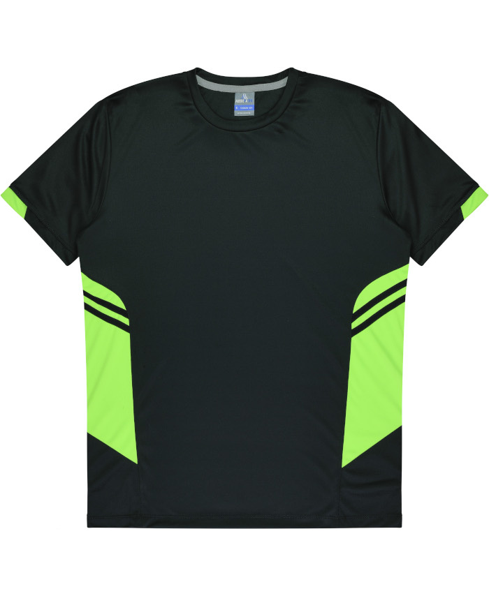 WORKWEAR, SAFETY & CORPORATE CLOTHING SPECIALISTS - Kids Tasman Tee - Black / Neon Green - 4