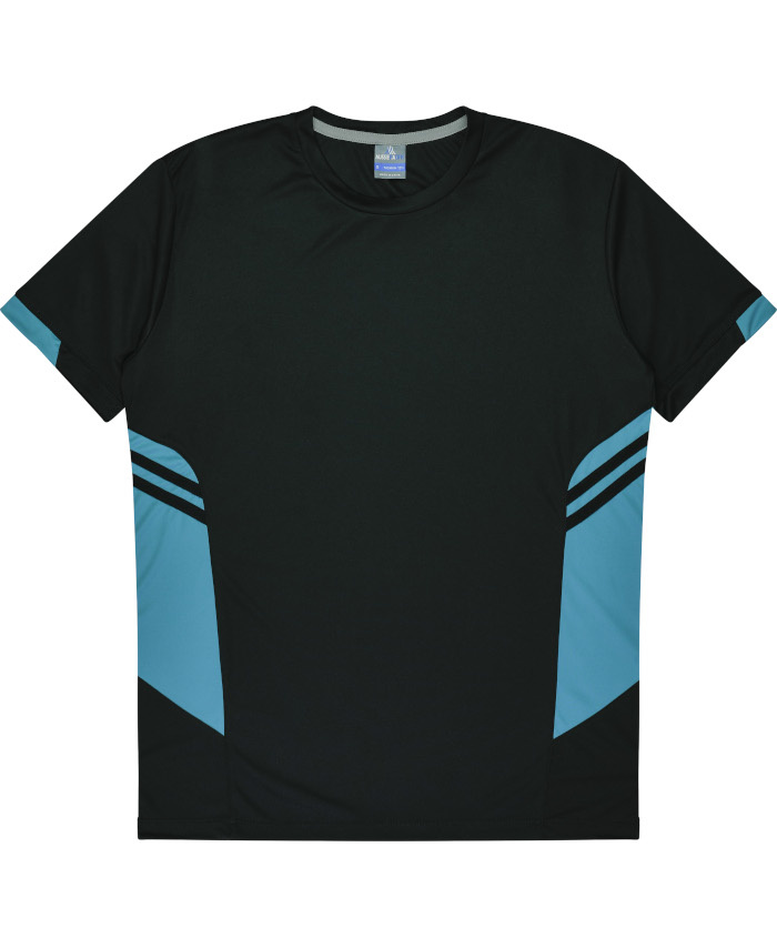 WORKWEAR, SAFETY & CORPORATE CLOTHING SPECIALISTS - Kids Tasman Tee - Black / Teal - 10