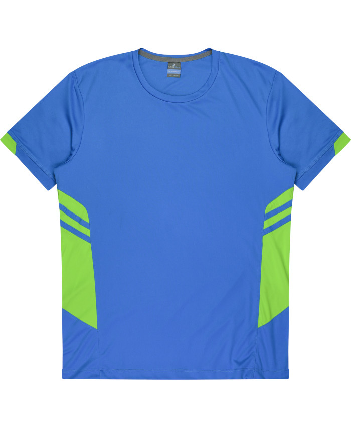 WORKWEAR, SAFETY & CORPORATE CLOTHING SPECIALISTS - Kids Tasman Tee - Cyan / Neon Green - 14