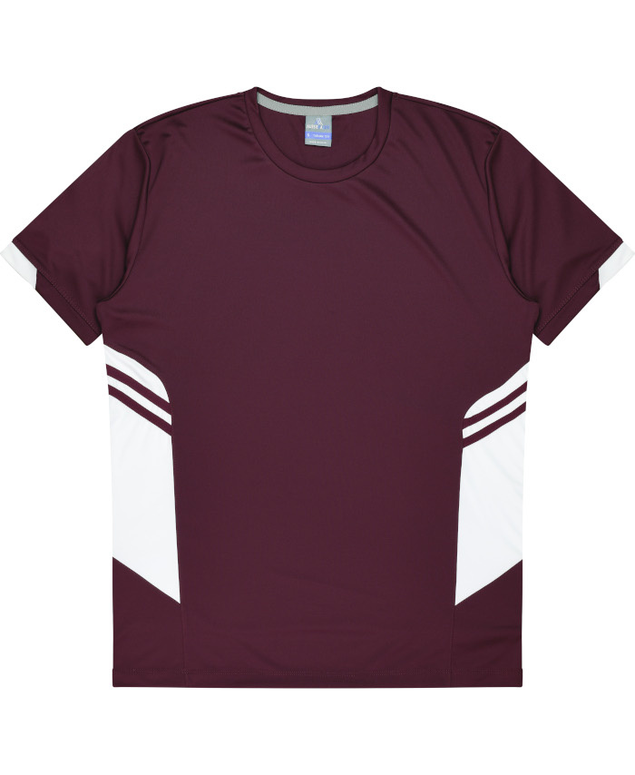 WORKWEAR, SAFETY & CORPORATE CLOTHING SPECIALISTS - Kids Tasman Tee - Maroon / White - 10