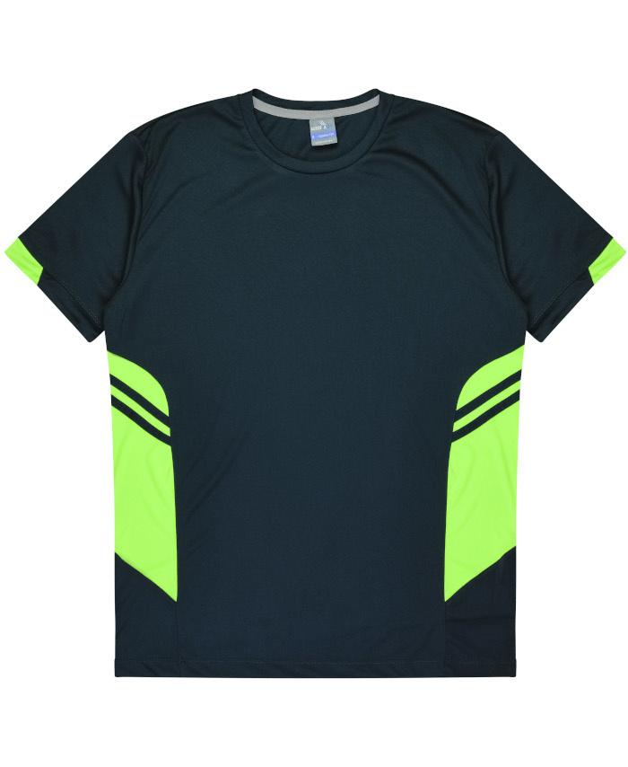WORKWEAR, SAFETY & CORPORATE CLOTHING SPECIALISTS - Kids Tasman Tee - Navy / Neon Green - 12