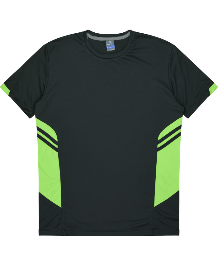 WORKWEAR, SAFETY & CORPORATE CLOTHING SPECIALISTS - Kids Tasman Tee - Slate / Neon Green - 6