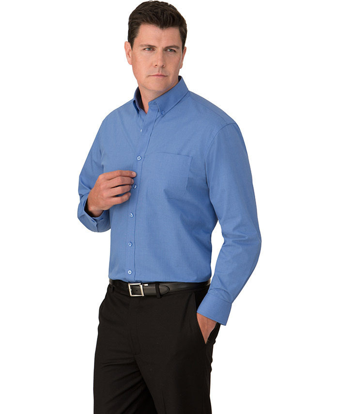 WORKWEAR, SAFETY & CORPORATE CLOTHING SPECIALISTS - Micro Check Long Sleeve Shirt - Mens (Inc Logo)