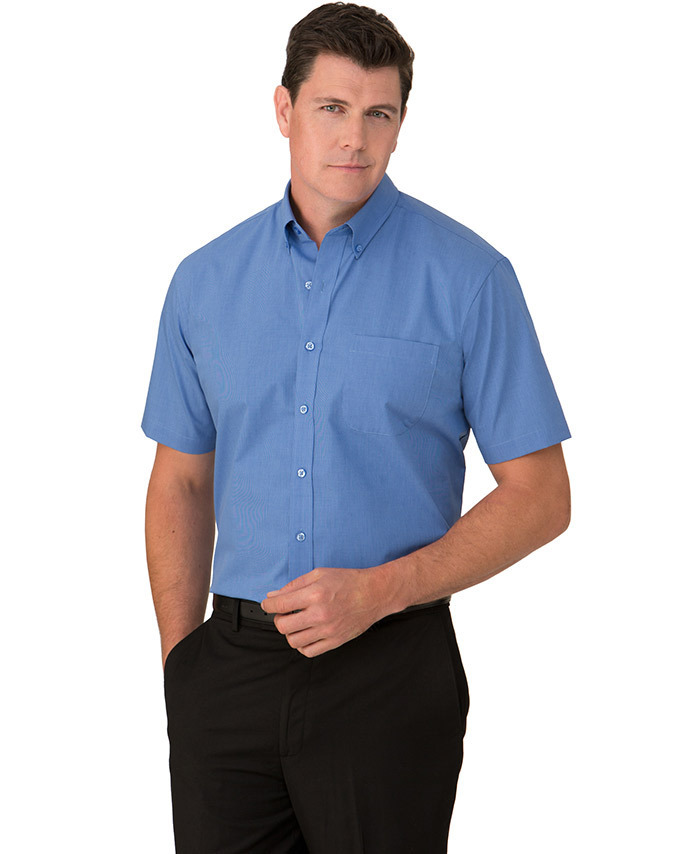 WORKWEAR, SAFETY & CORPORATE CLOTHING SPECIALISTS - Micro Check Short Sleeve Shirt - Mens (Inc Logo)