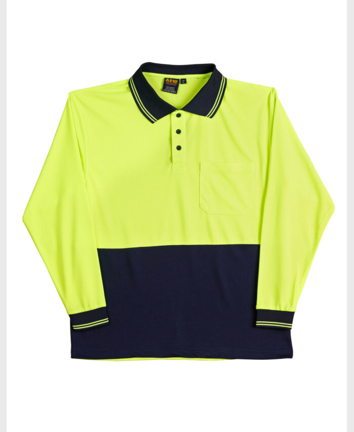 WORKWEAR, SAFETY & CORPORATE CLOTHING SPECIALISTS - Hi-Vis cooldry safety polo L/S