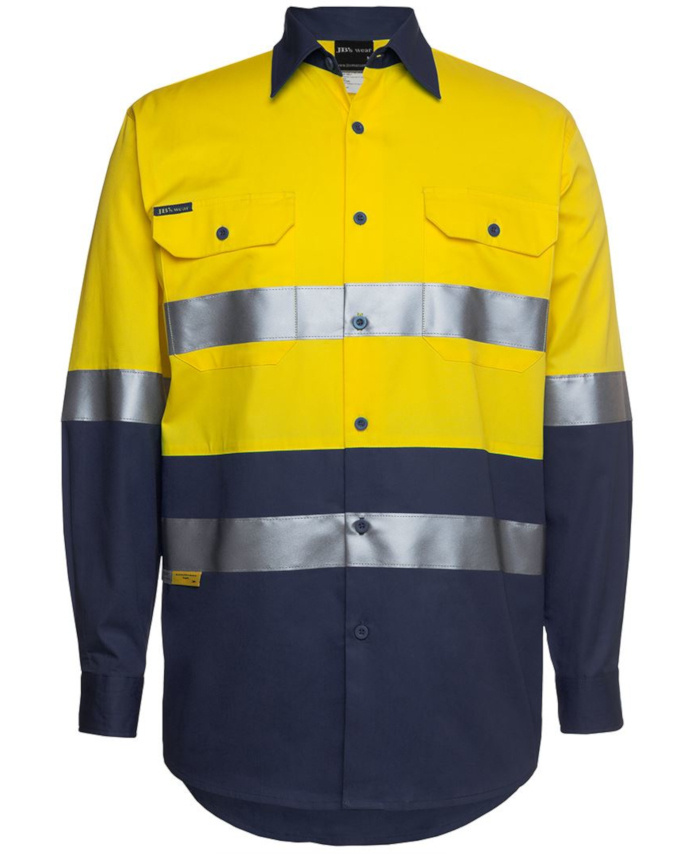 WORKWEAR, SAFETY & CORPORATE CLOTHING SPECIALISTS - JB's Hi Vis Long Sleeve (D+N) 150G Work Shirt