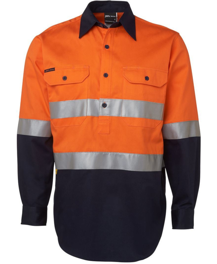 WORKWEAR, SAFETY & CORPORATE CLOTHING SPECIALISTS - JB's HI VIS (D+N) CLOSE FRONT L/S SHIRT 190G