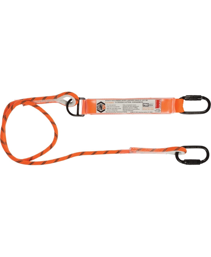 WORKWEAR, SAFETY & CORPORATE CLOTHING SPECIALISTS - Single Leg Kernmantle 2M Shock Absorb Rope Lanyard with Hardware KD X2