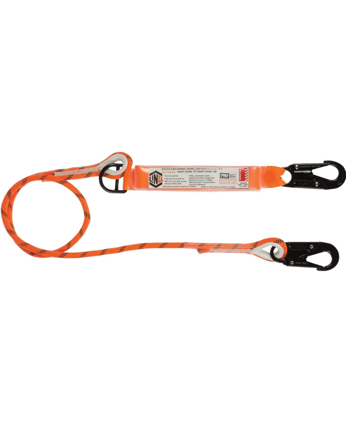 WORKWEAR, SAFETY & CORPORATE CLOTHING SPECIALISTS - Single Leg Kernmantle 2M Shock Absorb Rope Lanyard with Hardware SN X2