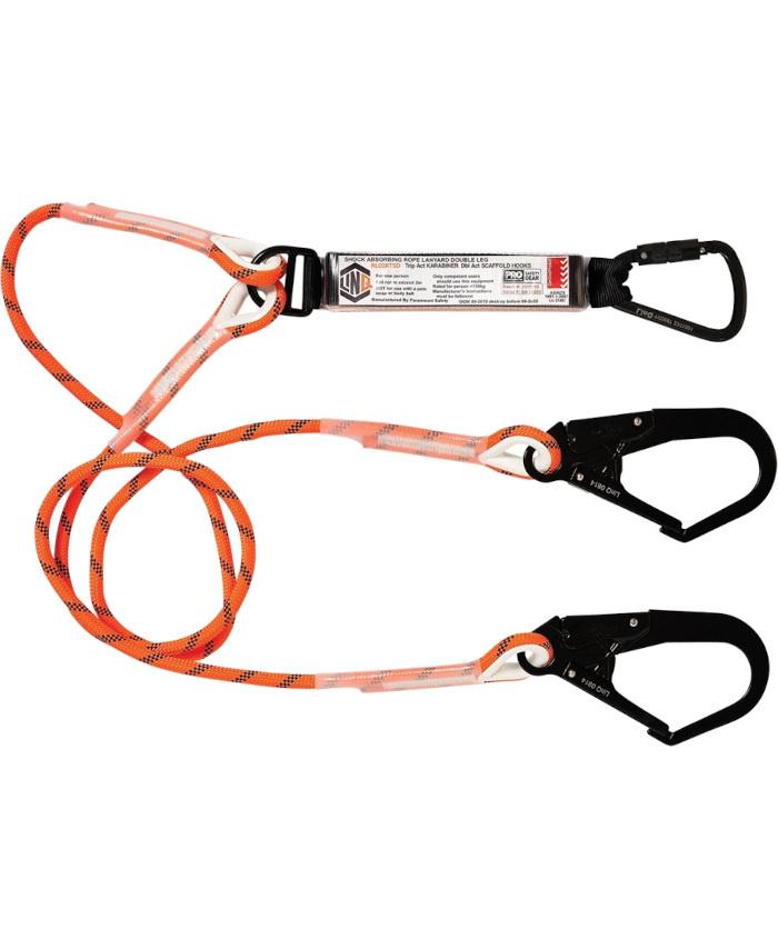 WORKWEAR, SAFETY & CORPORATE CLOTHING SPECIALISTS - Double Leg Kernmantle 2M Shock Absorb Rope Lanyard with Hardware KT & SD