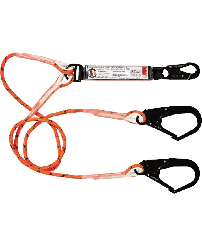 WORKWEAR, SAFETY & CORPORATE CLOTHING SPECIALISTS - Double Leg Kernmantle 2M Shock Absorb Rope Lanyard with Hardware SN & SD X2