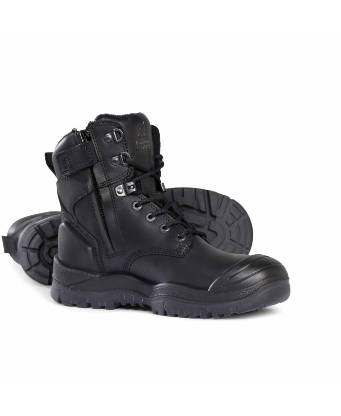 WORKWEAR, SAFETY & CORPORATE CLOTHING SPECIALISTS - Black High Ankle ZipSider Boot w/ Scuff Cap