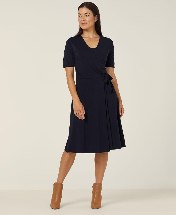 JERSEY WRAP DRESS-Dark Navy-4XL