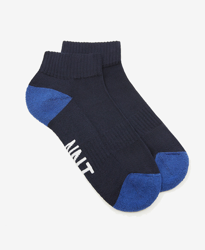 Bamboo Contrast Heel Sports Ankle Socks [Colour: Midnight / Cobalt] [Size: 11-3 ]