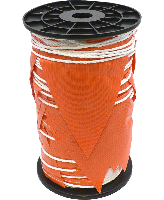 WORKWEAR, SAFETY & CORPORATE CLOTHING SPECIALISTS - Bunting/Flagging 100m Fluro Orange Triangles